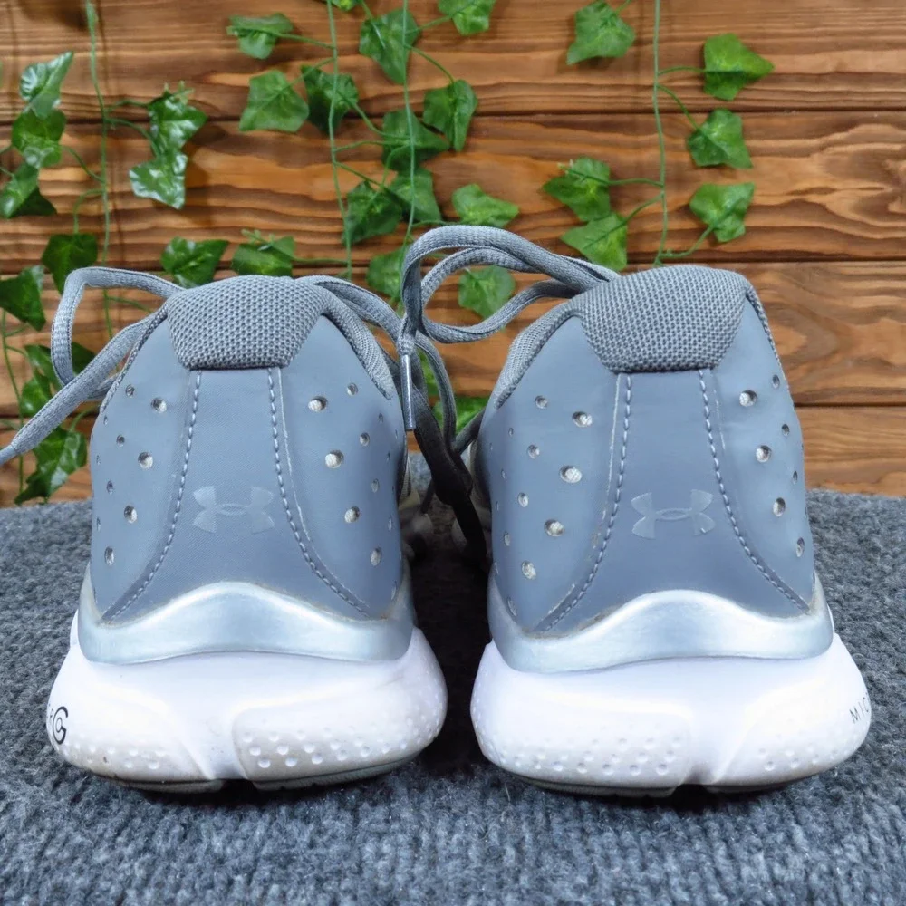 Under Armour Micro G Assert 6 Women Running Shoe 8.5 Athletic White Gray Mesh